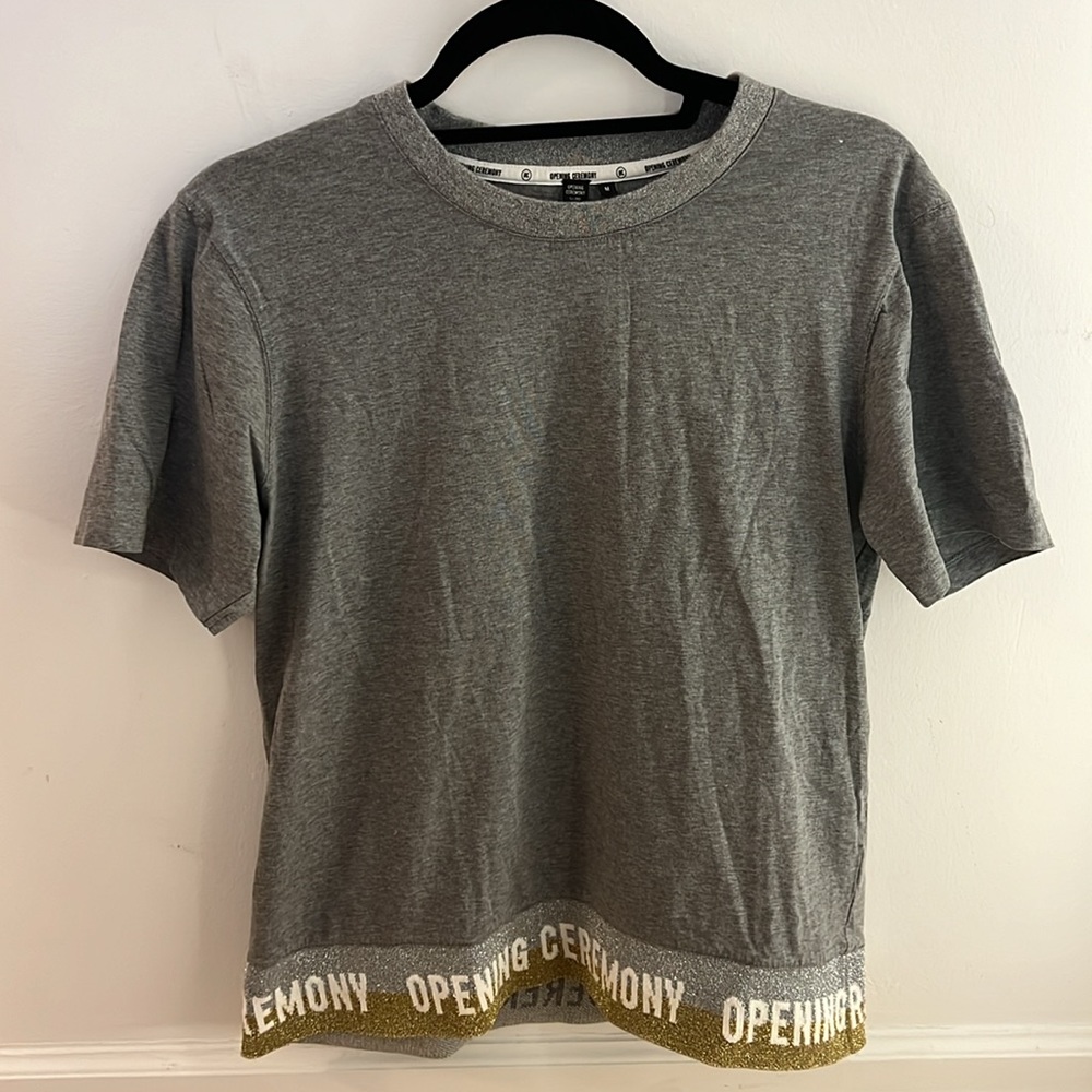 Opening Ceremony glitter logo trim t shirt (M)
